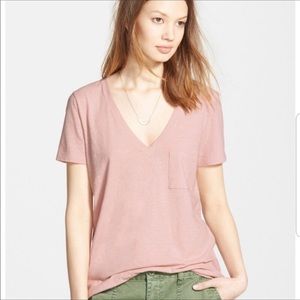 Madewell Whisper Cotton V Neck Pocket Tee Sz S